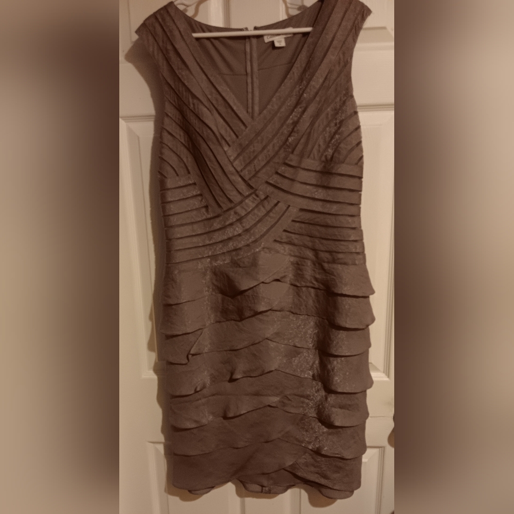 Coldwater Creek Textured Sleeveless Champagne Dress